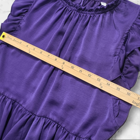 Glam Purple Ruffled Sleeveless Women's Blouse Top Shirt Size Medium (M) B86 - Picture 9 of 9